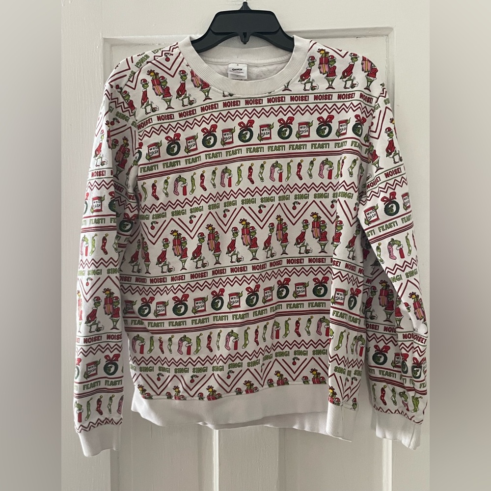 Dr. Seuss Festive Sweater featuring the grinch ladies sweatshirt medium